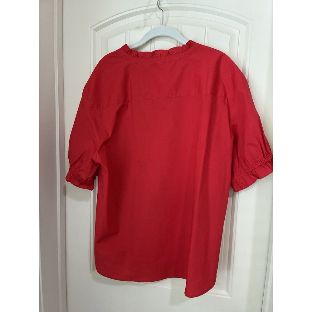 Talbots Plus Red Split Neck Ruffle Blouse Size 1X - Picture 2 of 2
